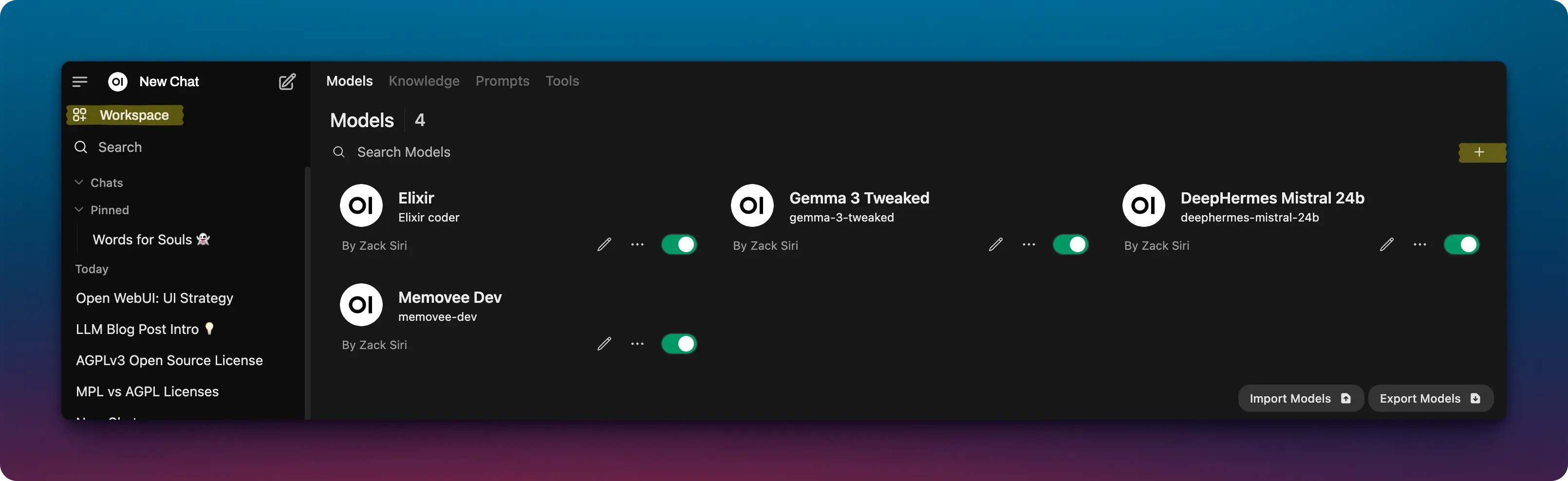 Workspace management